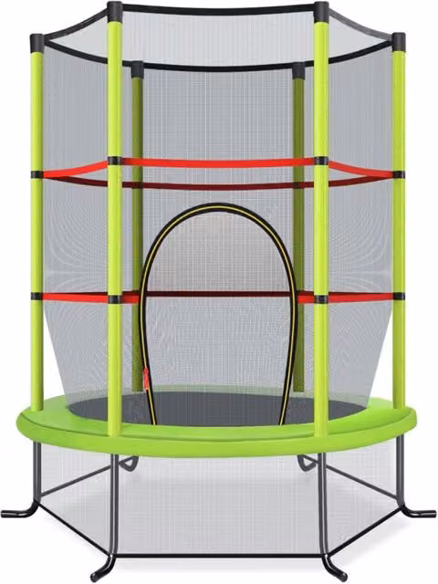 Trampolino da giardino con rete di sicurezza in PVC e metallo, verde, L/P/H: 165 x 165 x 161 cm