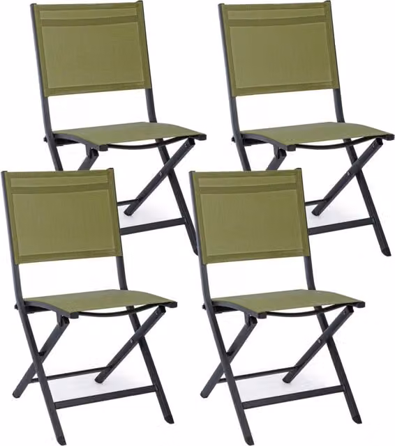 Set 4 Sedie Pieghevole da Giardino 47x57x88h cm Elin Antracite e Verde