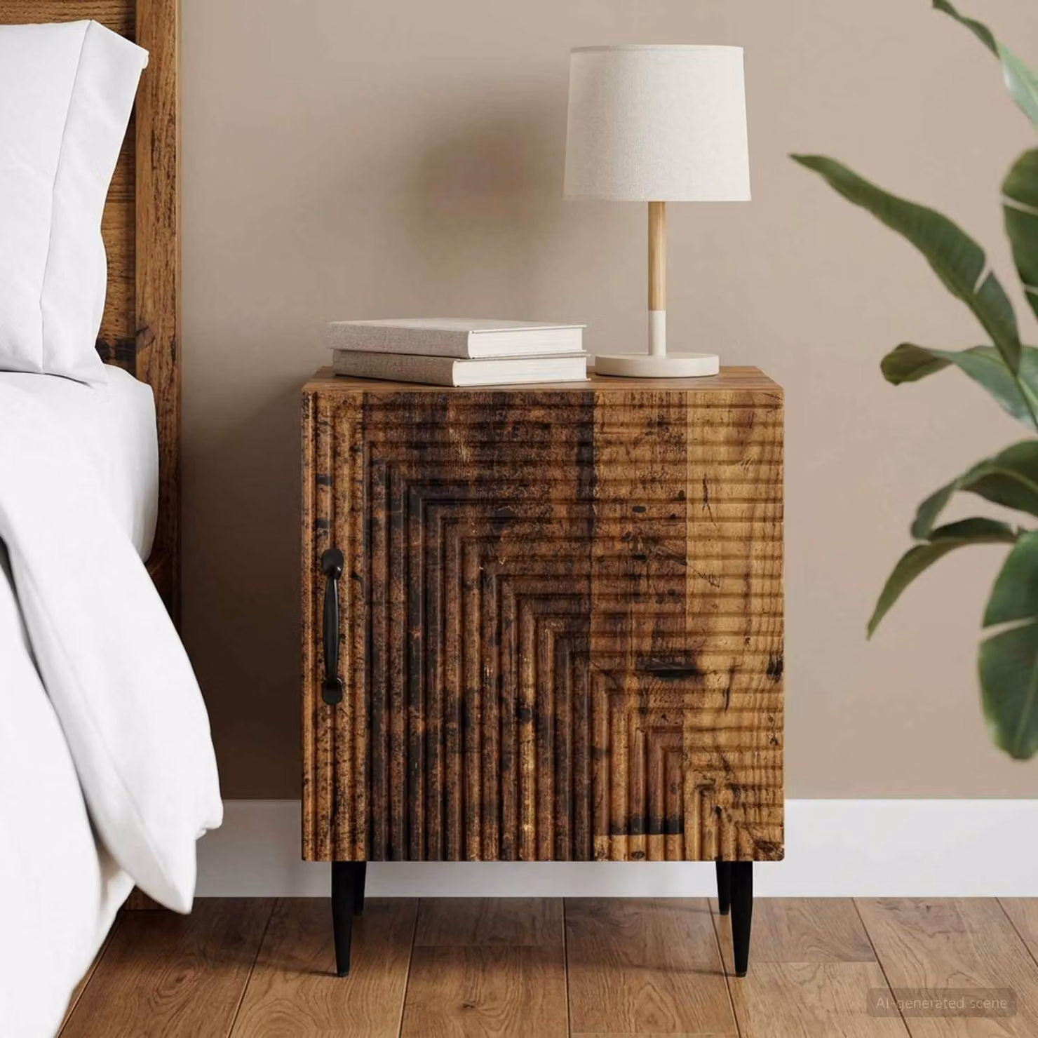 Armadio da notte vidaXL in legno antico e metallo, colore marrone, L 43 cm x P 34,5 cm x H 50 cm