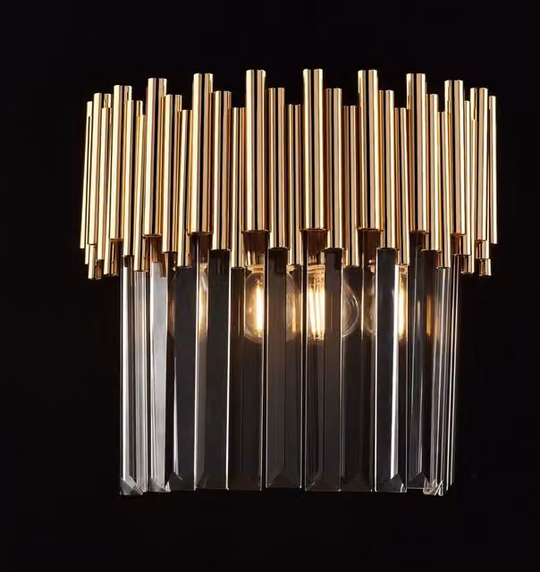 Applique Contemporanea Ravel Metallo Oro E Cristallo 2 Luci E14