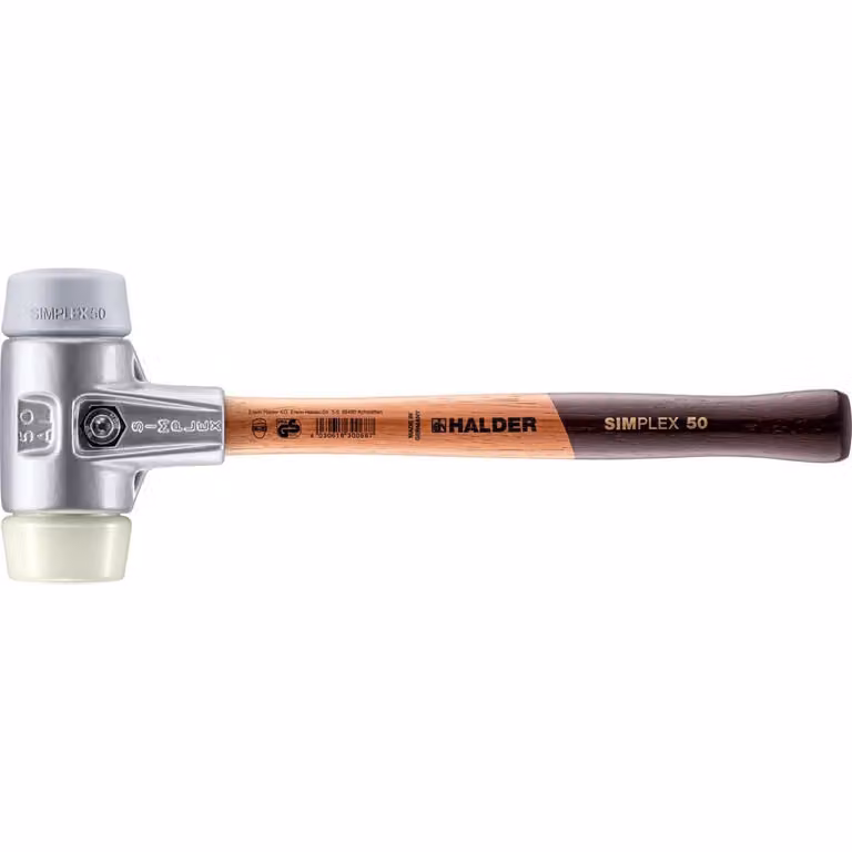 Mazza SIMPLEX soft-face con alloggiamento in alluminio e manico in legno, Ø 50, TPE-mid / nylon