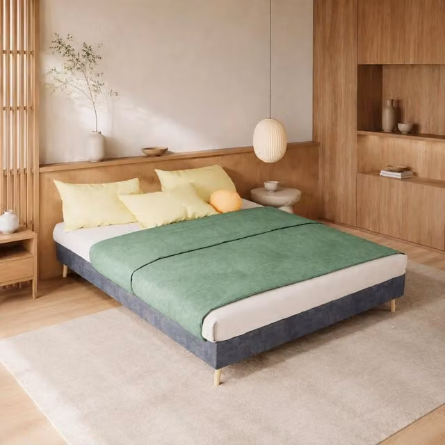 Letto Mivray rivestito in tessuto grigio con struttura in metallo e rete a doghe, L: 140 cm, P: 200 cm