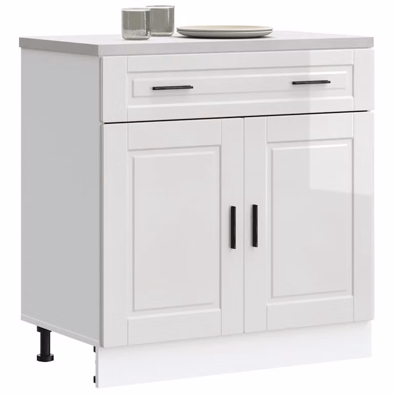 Base da cucina moderna vidaXL in legno MDF bianco lucido L: 46 cm, P: 25 cm, H: 81,5 cm