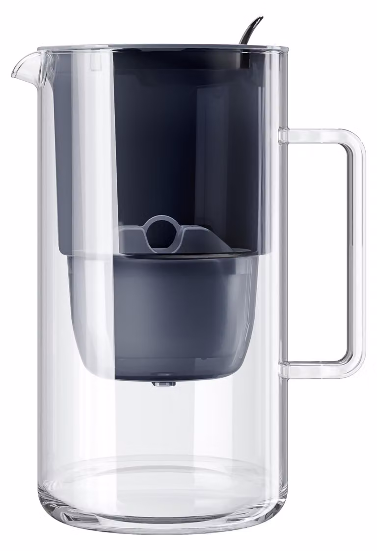 Caraffa filtrante per acqua, capacità 2,5 litri, colore nero, con filtro MAXFOR+