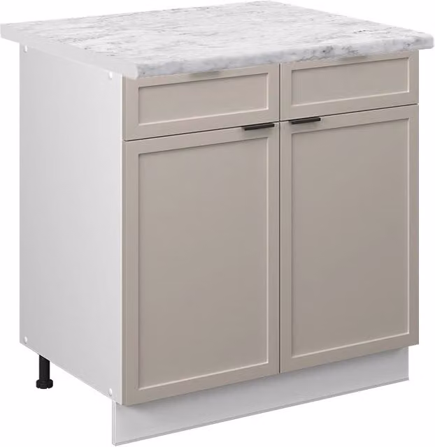Mobiletto base per cucina Fame-Line GrigioBeige/Bianco 80 cm, PL Marmo Vicco