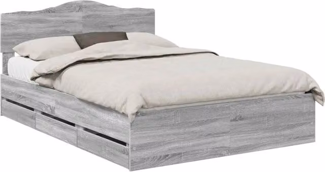 Letto matrimoniale | Letto per adulti | Struttura del letto con cassetto Grigio Sonoma 140 x 200 cm