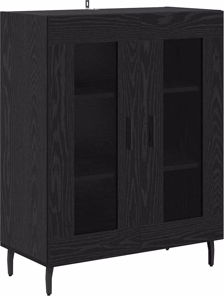Credenza Rovere Nero 69,5 x 34 x 90 cm Legno multistrato