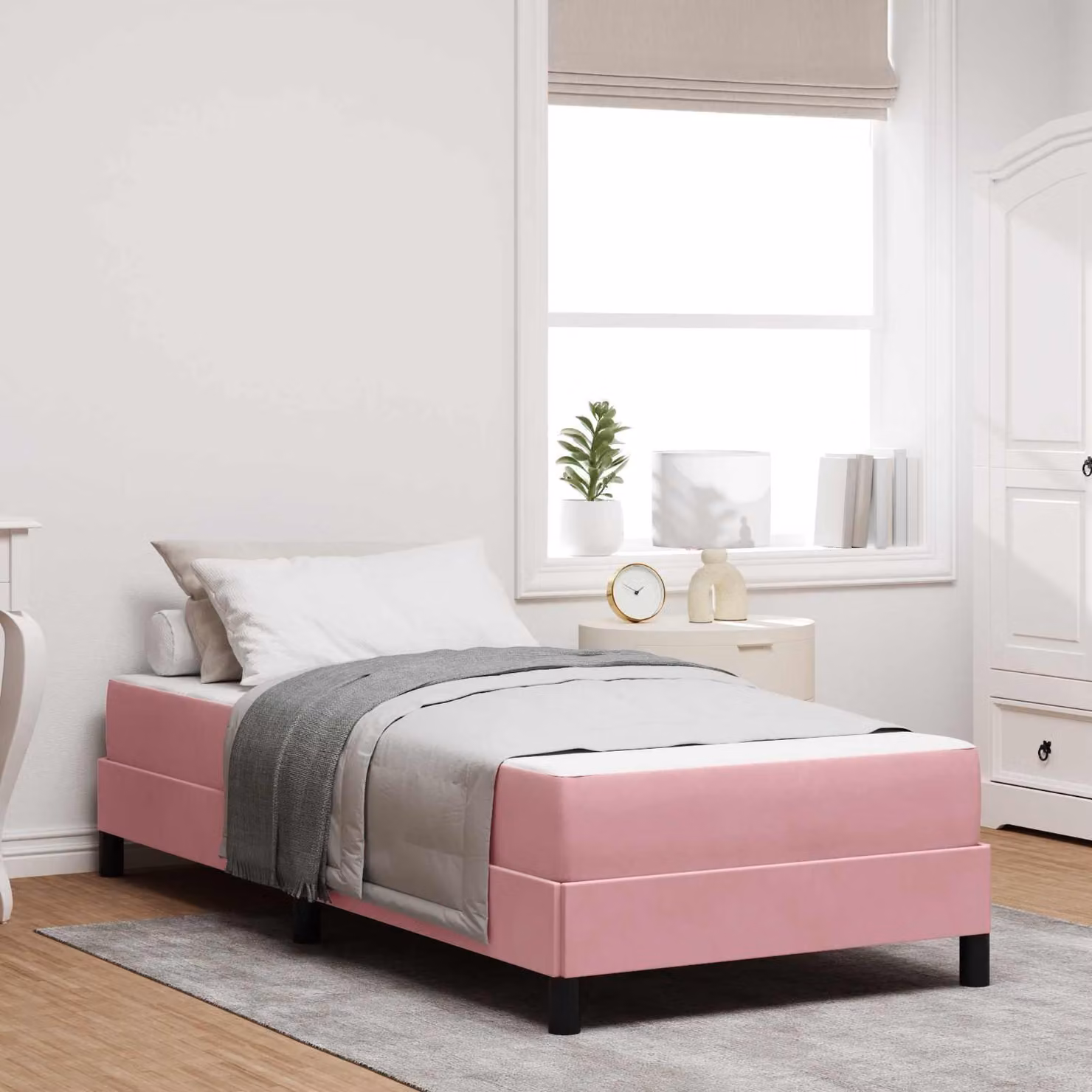 Maison Exclusive - Letto boxspring con materasso Rosa 80 x 200 cm Tessuto