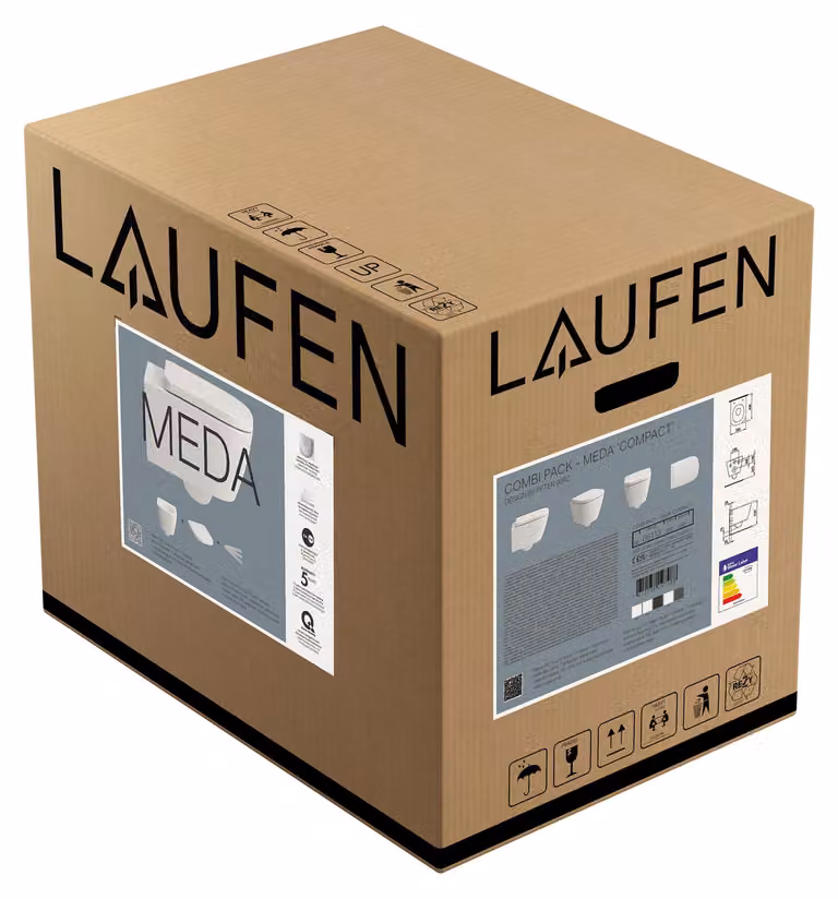 LAUFEN MEDA Ensemble de WC suspendu Advanced compact, Silent Flush, 360x490mm, siège de WC avec couvercle inclus, H8661137570001, H8661137570001