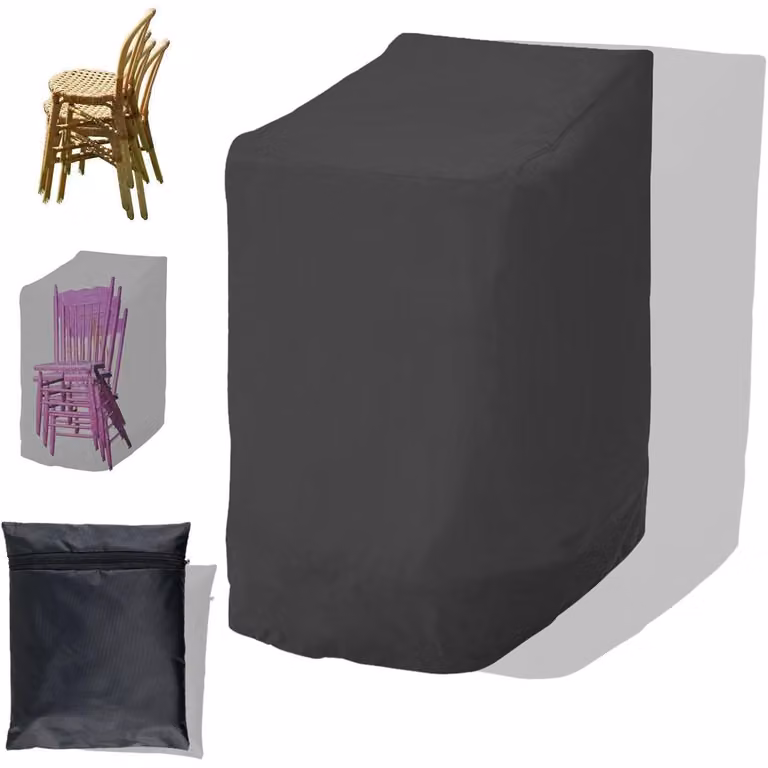 Copertura impermeabile in tessuto Oxford 210D, adatta a 6 sedie impilabili, resistente ai raggi UV, dimensioni 114x85x65 cm