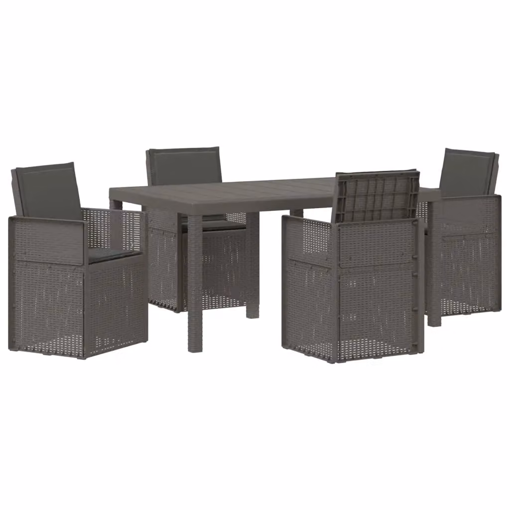 Set da pranzo per giardino e terrazzo vidaXL da 5 pezzi in plastica grigio chiaro e antracite – 2