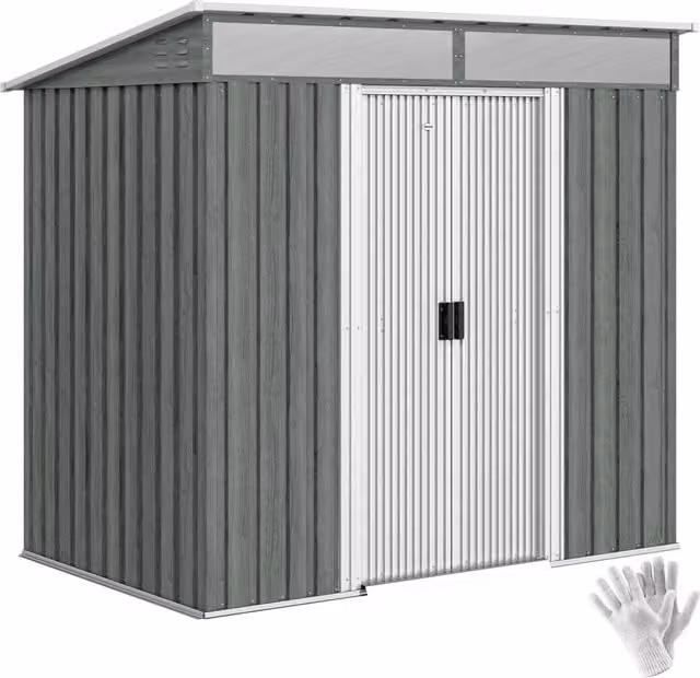 Casetta da Giardino ¨C zephmum ¨C Grigio Chiaro Acciaio 195x122x181.5 cm