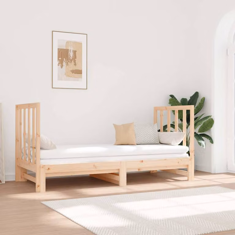 vidaXL Dormeuse Estraibile in Legno Massello di Pino per Adulti, 2x 90x190 cm