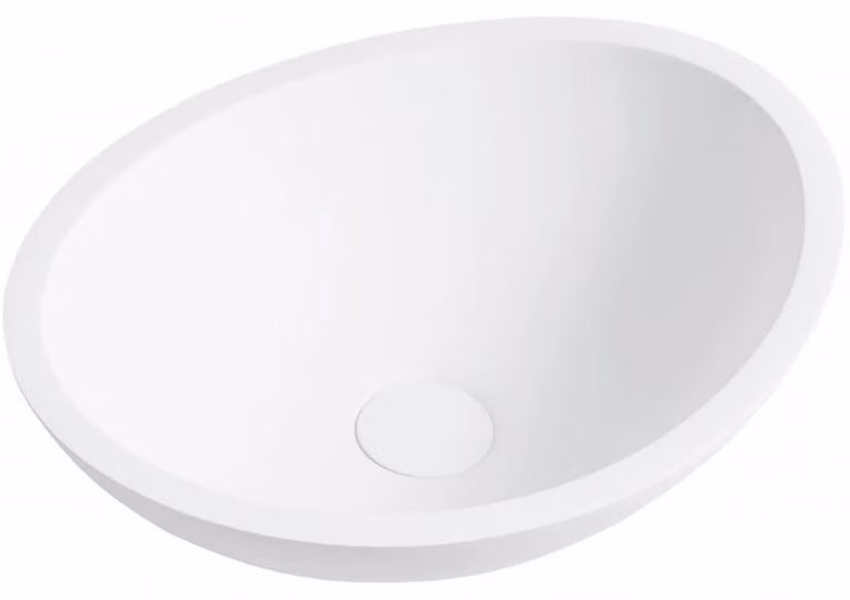 CERANO - Lavabo in marmo colato Zara - da appoggio - bianco opaco - 42x34 cm