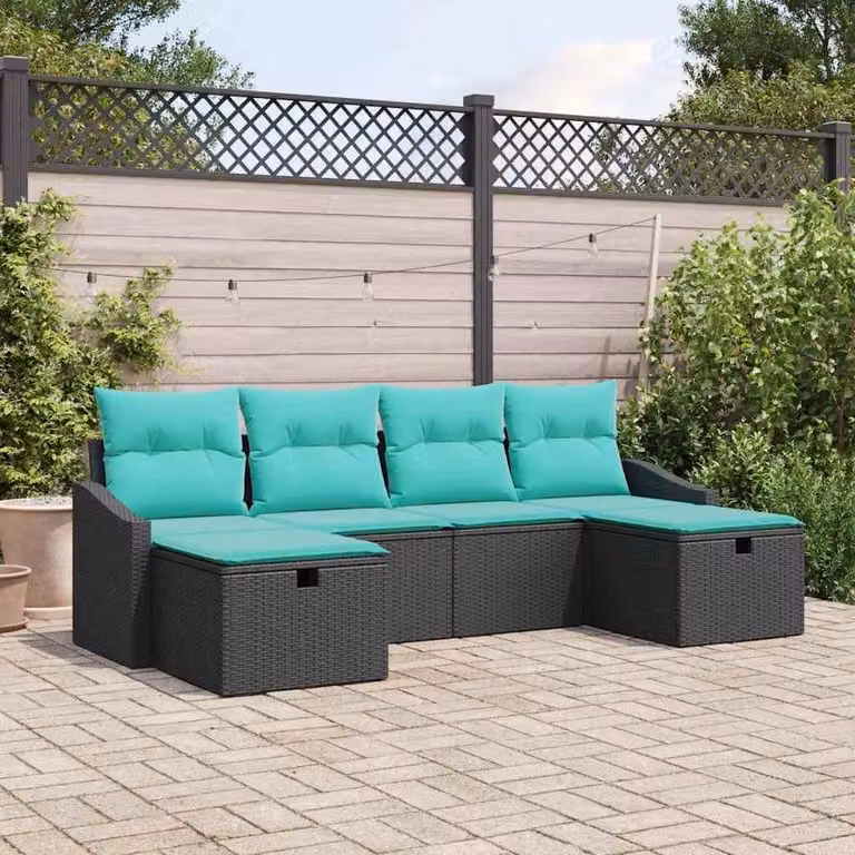 Maison Exclusive - Set da giardino con 6 pezzi, divano in rattan sintetico