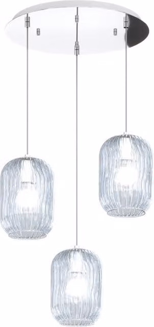 Lampadario Contemporaneo Tender Metallo Cromo Vetro Trasparente 3 Luci E27