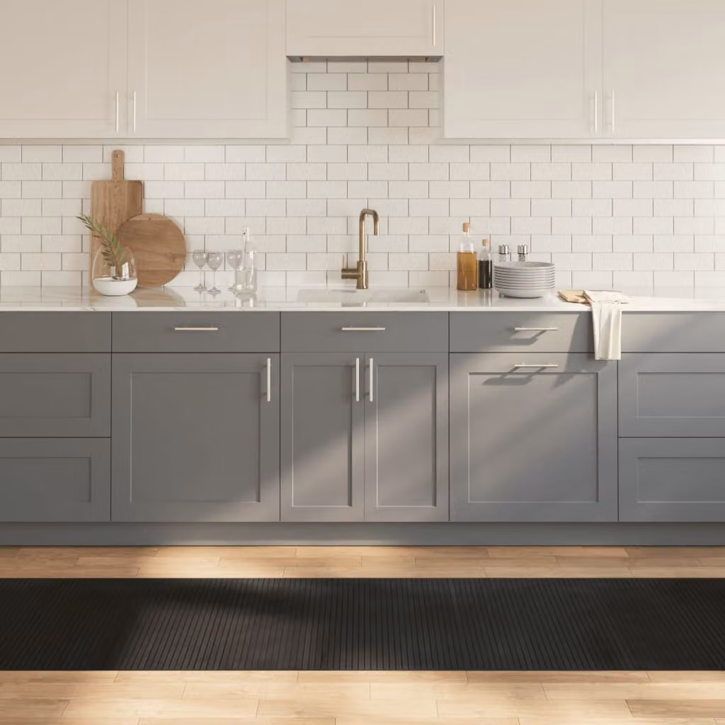 Tappeto rettangolare moderno vidaXL in bambù nero con motivo a strisce, antiscivolo, L: 70 cm, P: 500 cm