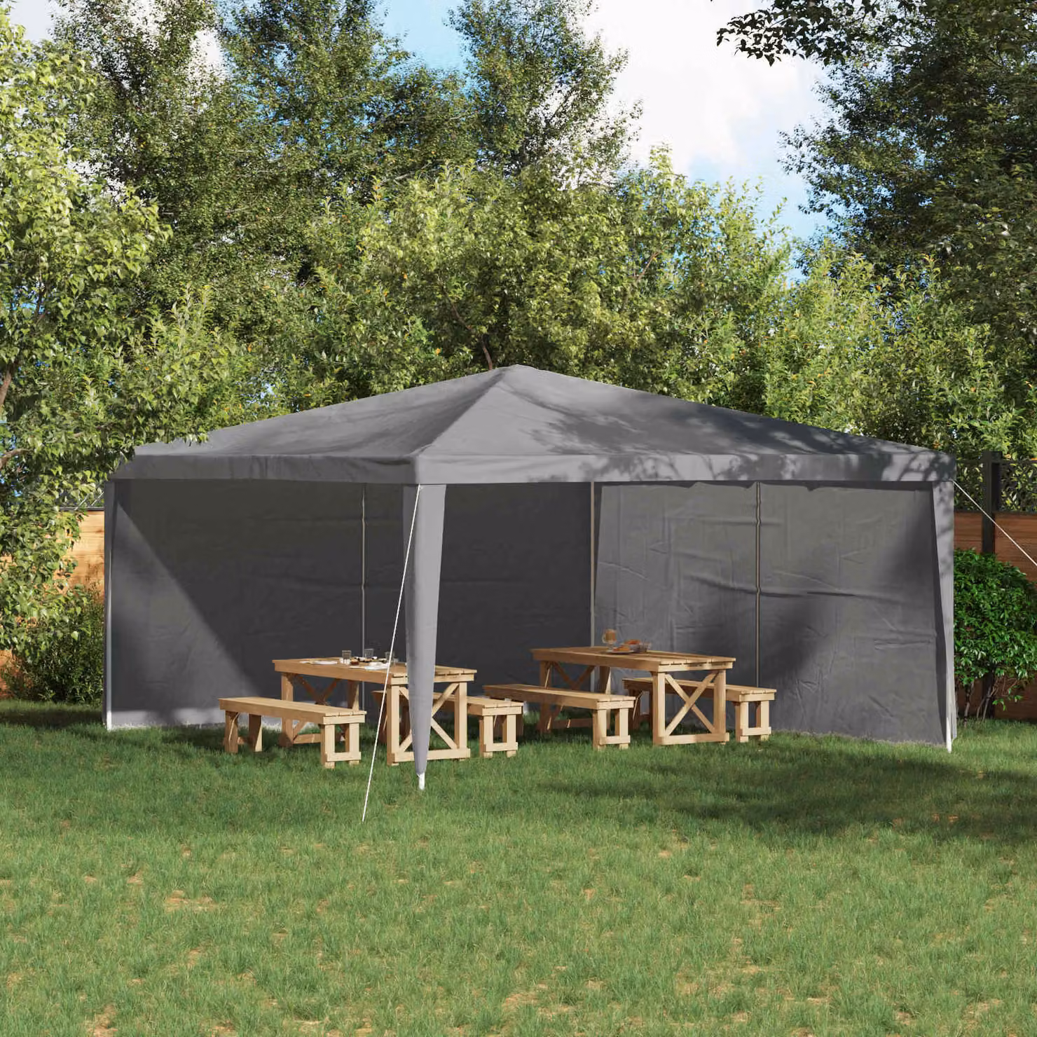 Set di 2 pareti per tenda da festa vidaXL, Grigio Chiaro, L 400 cm x H 195 cm