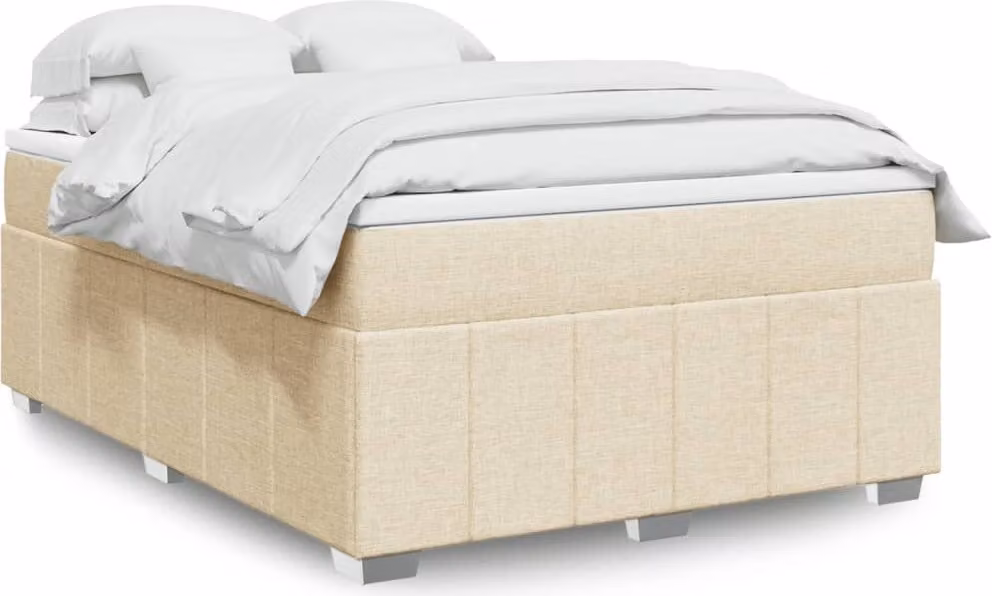 Maison Exclusive - Letto boxspring con materasso Crema 140x200 cm Tessuto