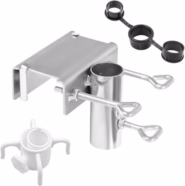 Supporto per balcone - Asta in metallo - Diametro 25-38 mm - Adatto per balconi/terrazze - Include anello adattatore - Supporto per ombrellone