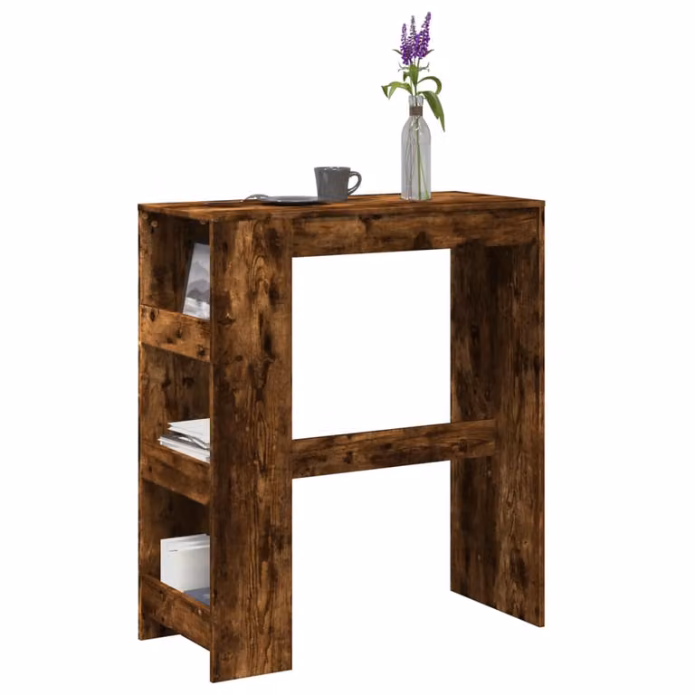 vidaXL Tavolo Bar con Rastrelliera in Rovere e Multistrato, Marrone, L 90 cm x P 40 cm x H 103,5 cm