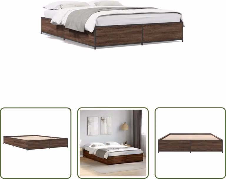 The Living Store Struttura letto in rovere marrone 120x190 cm Materiale legno Metallo