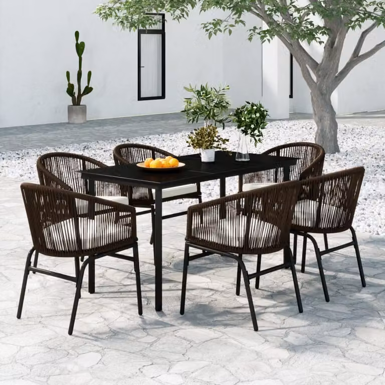 Maison Exclusive - Set da pranzo da giardino, 7 pezzi, marrone