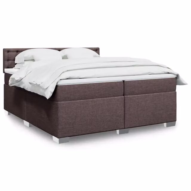 Letto Ibrido con Materasso vidaXL in Tessuto Marrone e Bianco L/P: 200 x 200 cm – 1