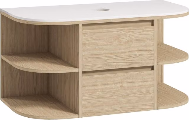 Mobile Sottolavabo Sospeso Minimal Marrone con Cassetti e Ripiani e Chiusura Soft-Close