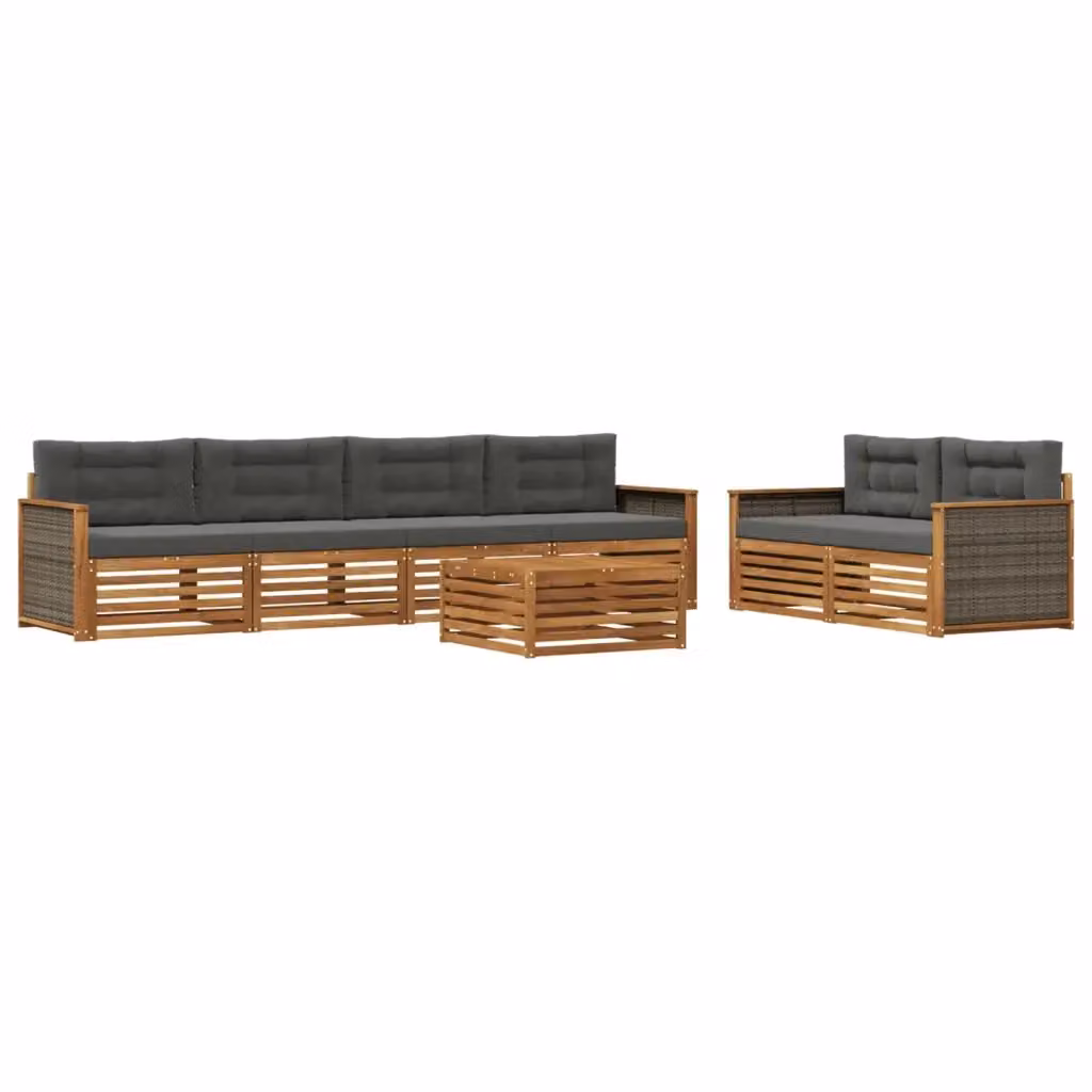 Set di mobili da giardino vidaXL composto da 7 pezzi in legno di acacia con divani, poltrone e tavolino da caffè, colori beige e antracite – 2