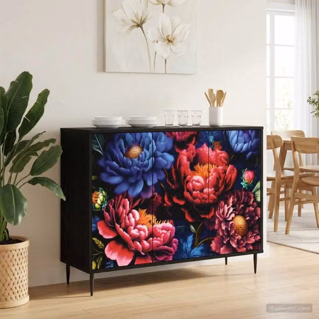 Credenza moderna KIEL vidaXL colore nero in legno MDF L: 102 cm, P: 33 cm, H: 76 cm – 1