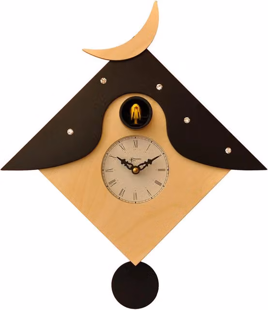 Orologio a Cucù da Parete 34X34X12Cm Pirondini Italia Otranto Naturale e Nero