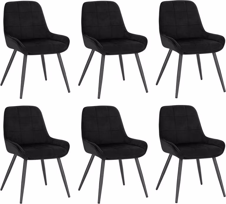 WOLTU set di 6 sedie da pranzo imbottite sedia d'accento in velluto con schienale nero