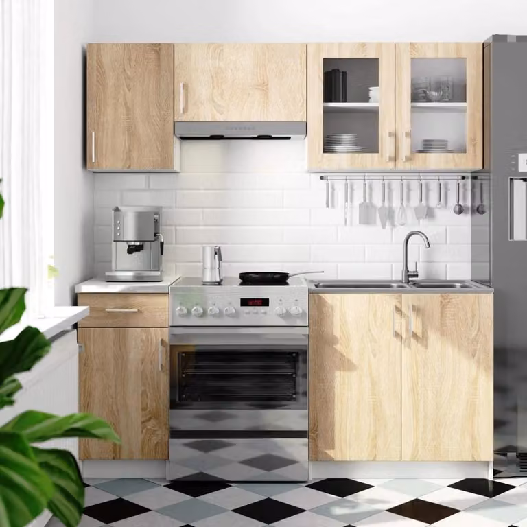 Mobile cucina dritto 180 cm TRIVORA - rovere sonoma / bianco