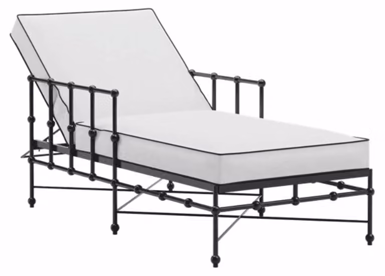Casa Padrino, lettino da giardino con braccioli nero/bianco 198 cm - Arredo Alberghiero e Giardino