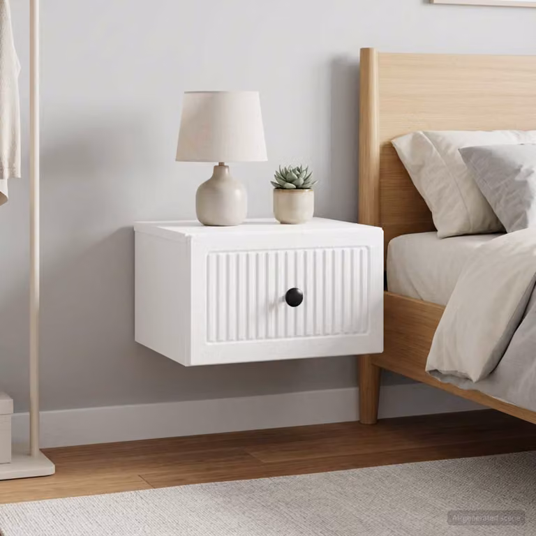 Set di 2 comodini sospesi vidaXL in bianco lucido L 33 cm x P 34,5 cm x H 20 cm