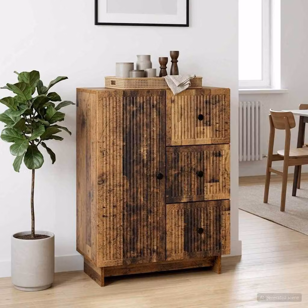 Credenza vidaXL in legno antico e metallo, colore marrone, L 66 x P 34,5 x H 90 cm