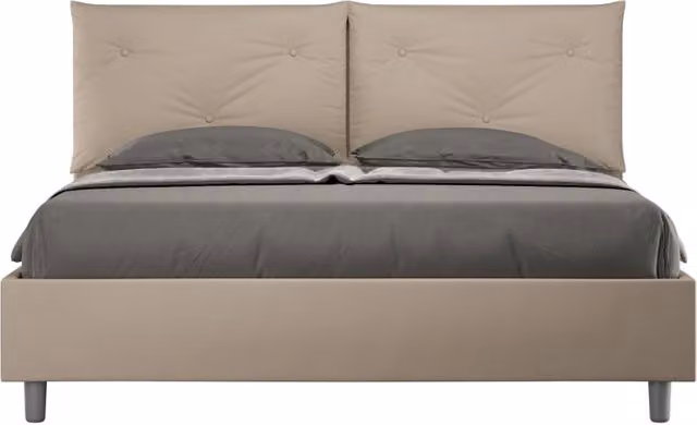 Letto imbottito Matrimoniale 160x190 cm Appia - Similpelle,Senza rete,Tortora