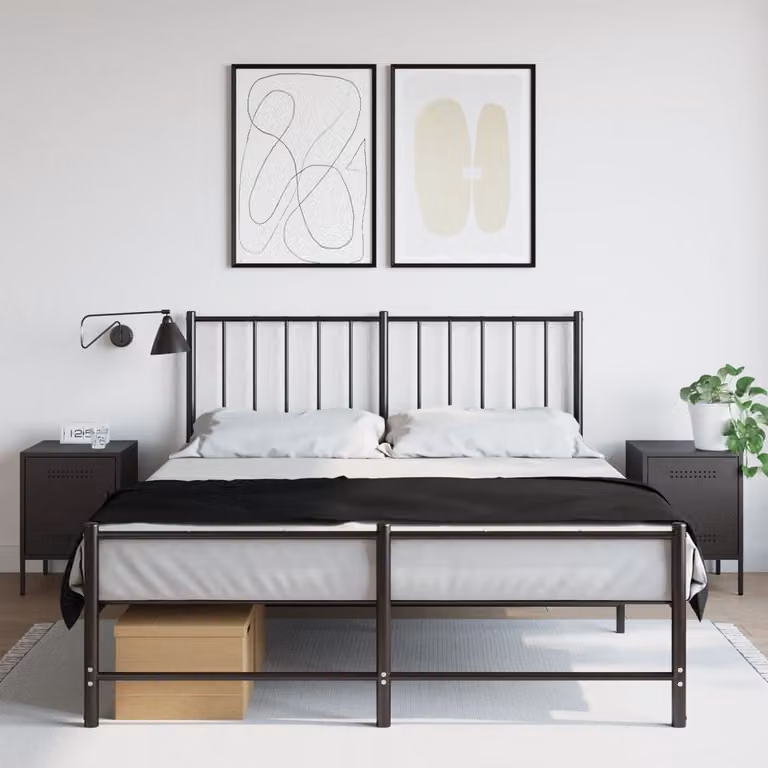 Set di 2 comodini vidaXL in metallo nero opaco stile industriale, L 36 cm x P 39 cm x H 50,5 cm