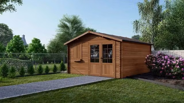 Casetta da giardino in legno ALTANKA modello DOM181 marrone con spessore 28mm e superficie di 16m2 L/P: 4 x 4 m