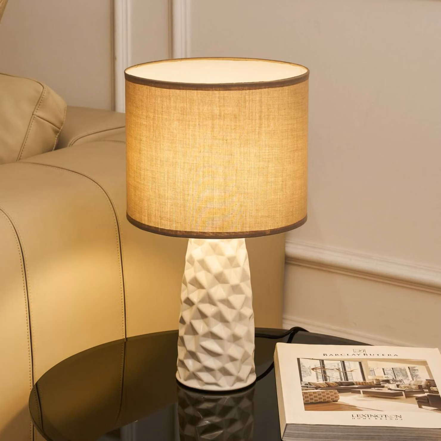 Pauleen Lampada da tavolo FANCY SCULPT, Crema / Ambra, Soggiorno / Sala da pranzo, Tessuto / Stoffa / Seta, Giovanile, Lampada da tavolo