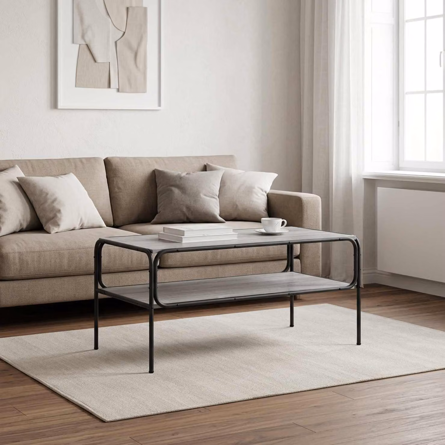 vidaXL Tavolo laterale Sonoma grigio 100 x 50 x 46 cm