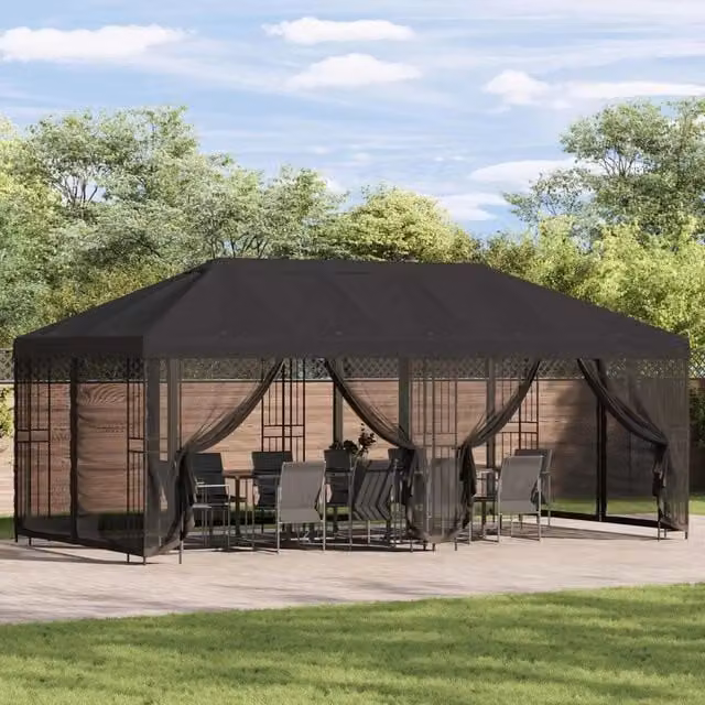 Gazebo con pareti laterali 6 x 3 m Antracite 3375996
