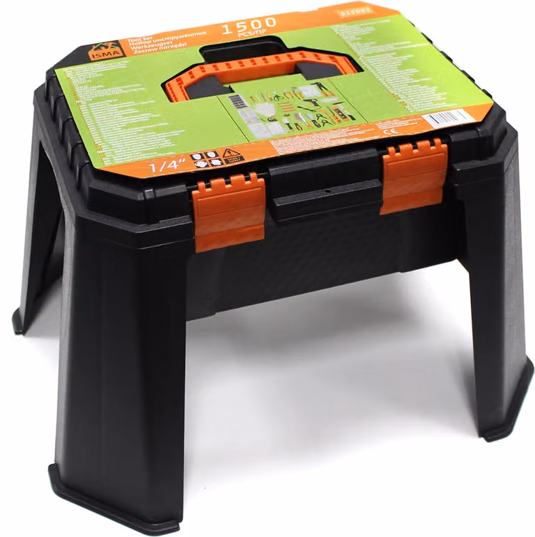 Set di attrezzi ISMA da 1500 pezzi - Valigetta porta attrezzi - Attrezzi - Sgabello - Set di attrezzi per il fai da te