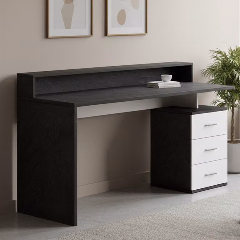 Dmora Scrivania Flaminia 90x160x60h cm Grigio Ardesia, 3 Cassetti un Ripiano  Italy