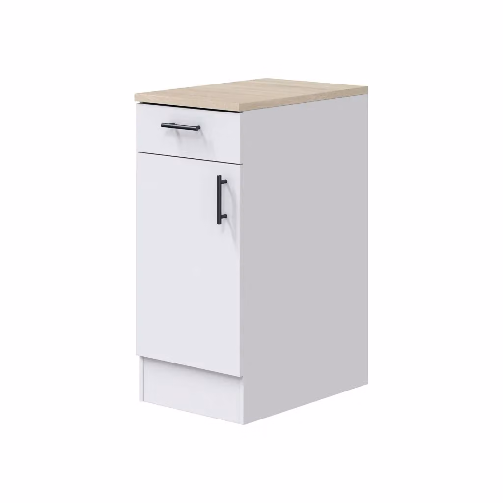 Mobile base cucina DMORA Orvia con anta e cassetto soft close, Bianco e Rovere, L: 40 cm, P: 60 cm, H: 90 cm – 2