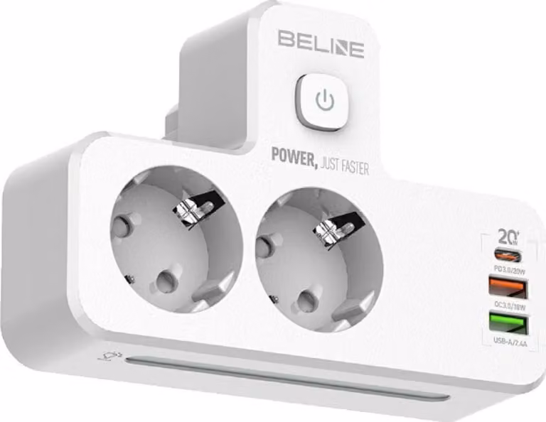 Beline ciabatta elettrica con illuminazione a Led 2Xusb-A/Usb-C/2Xac Bianco