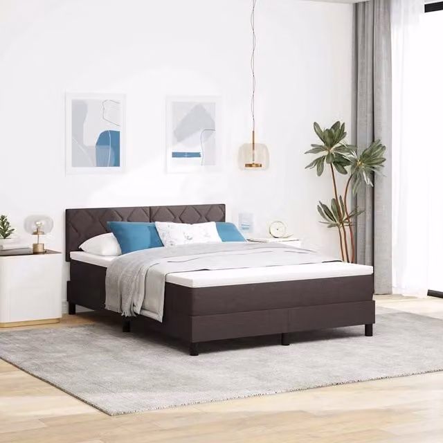 Letto matrimoniale ibrido con testiera vidaXL in tessuto marrone con cassetti L/P/H: 160 x 200 x 163 cm – 1