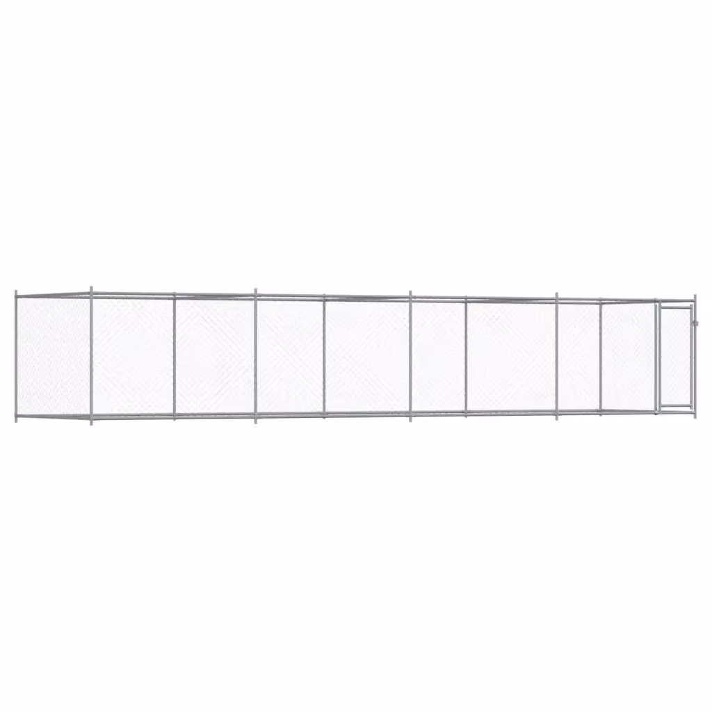 Gabbia per cani Vidaxl in metallo grigio per giardino L: 8 m, H: 2 m, P: 1,5 m – 2