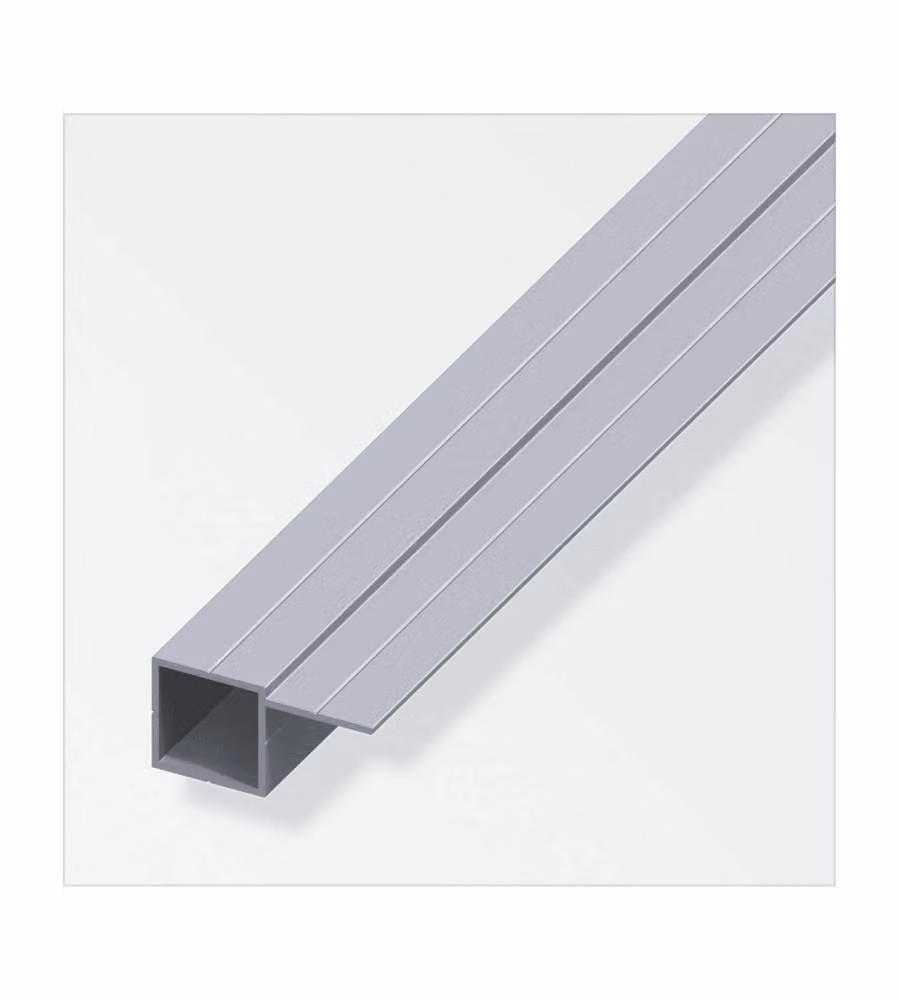 ALFER Tubo quadrato alluminio 23,5 mm 1 m lato sfalsato naturale